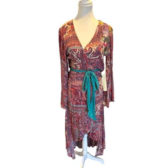 NWT Aratta Silent Journey Magical Creature Dress Sz S Embroidered Linen Coral - Picture 3 of 16